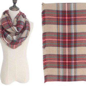 infinity Tartan Plaid Scarf Wrap Shawl